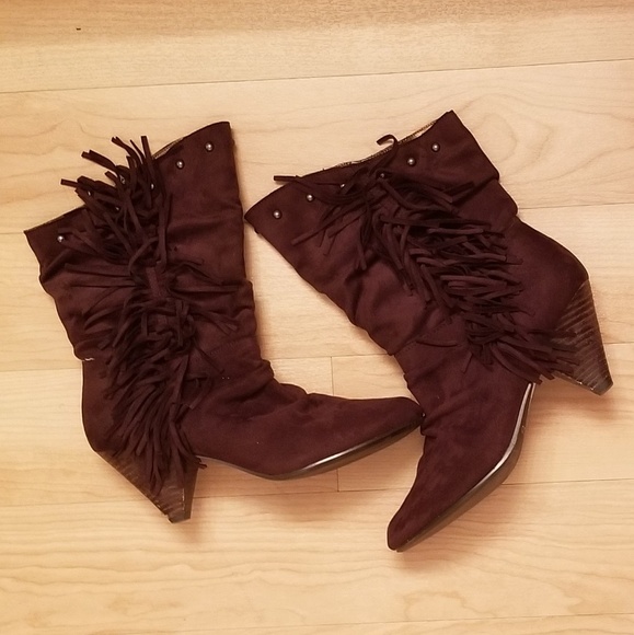 Aldo Shoes - ALDO Chocolate Ankle Boots with Fringe & Studs